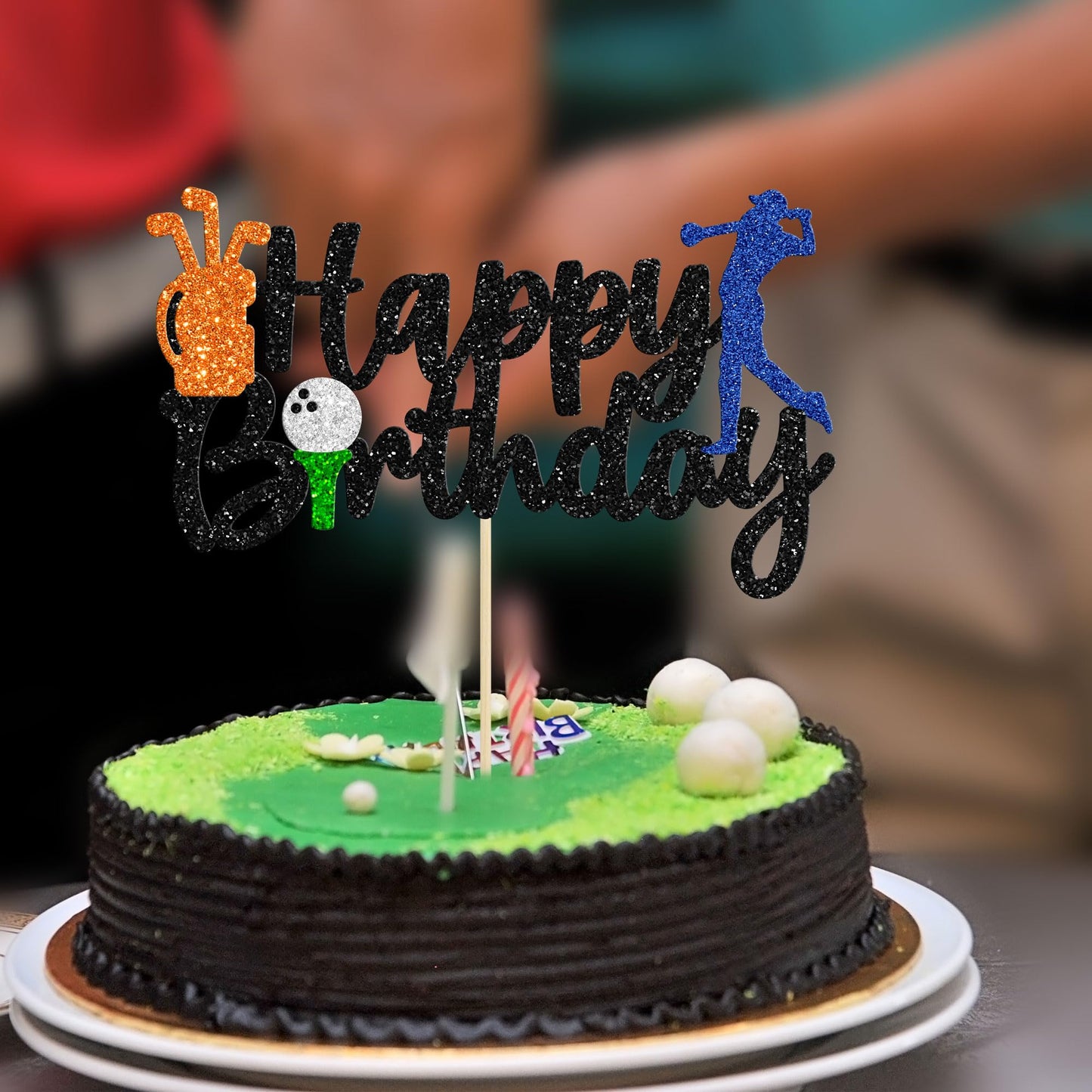 Gyufise 1Pcs Golf Cake Topper Golf Happy Birthday Sign Cake Topper Golf Ball Player Cake Decorations For Sport Theme Man Boy Gir