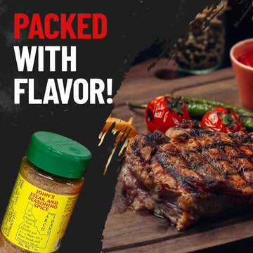 John’s Steak and Seasoning Spice, Original Flavor, Gluten-Free, 7 oz, Green