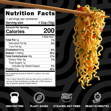 Power Noods High Protein Ramen Noodles - 6 or 12 Pack | Protein Ramen Cups for Lunch or Dinner | Better for You Plant-Based Inst