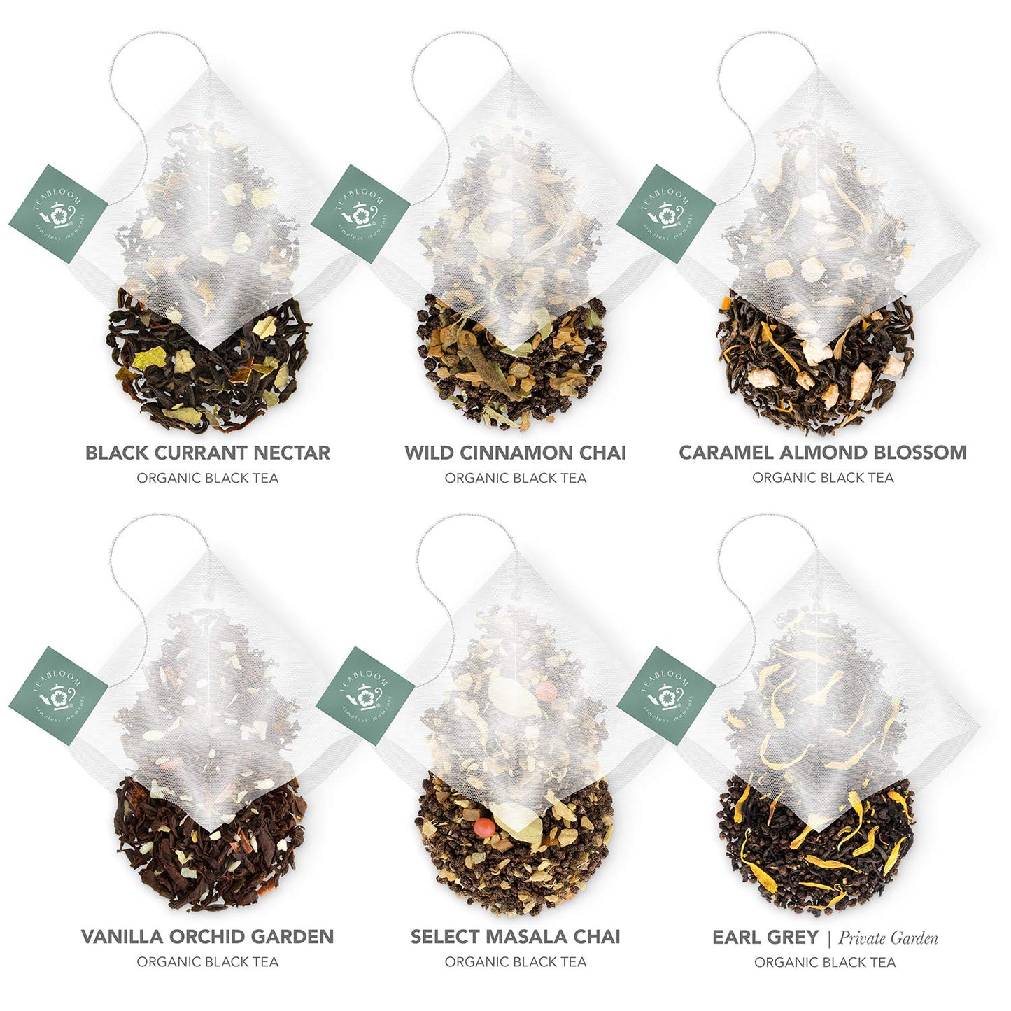 Teabloom Organic Black Forest Pyramid Tea Presentation Box, 12 Assorted Black Tea Blends, Usda Certified Organic Whole-Leaf Pyramid Tea Sachets
