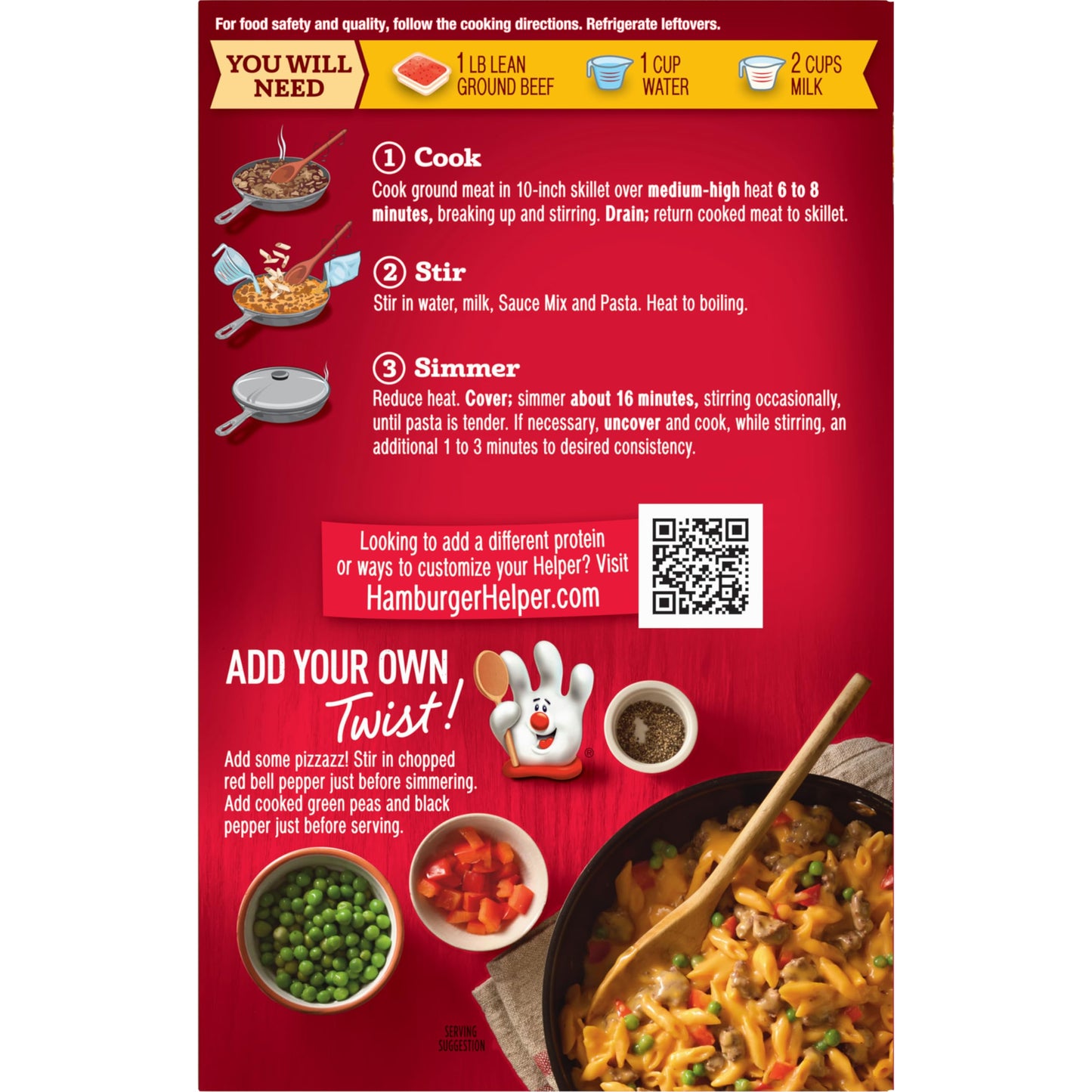 Hamburger Helper Pasta Three Cheese, 6 Ounces, 12 Per Case.