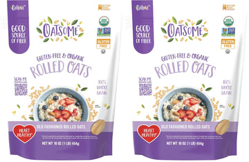 Oatsome Organic Rolled Oats, 1lb Bag (Pack of 2)