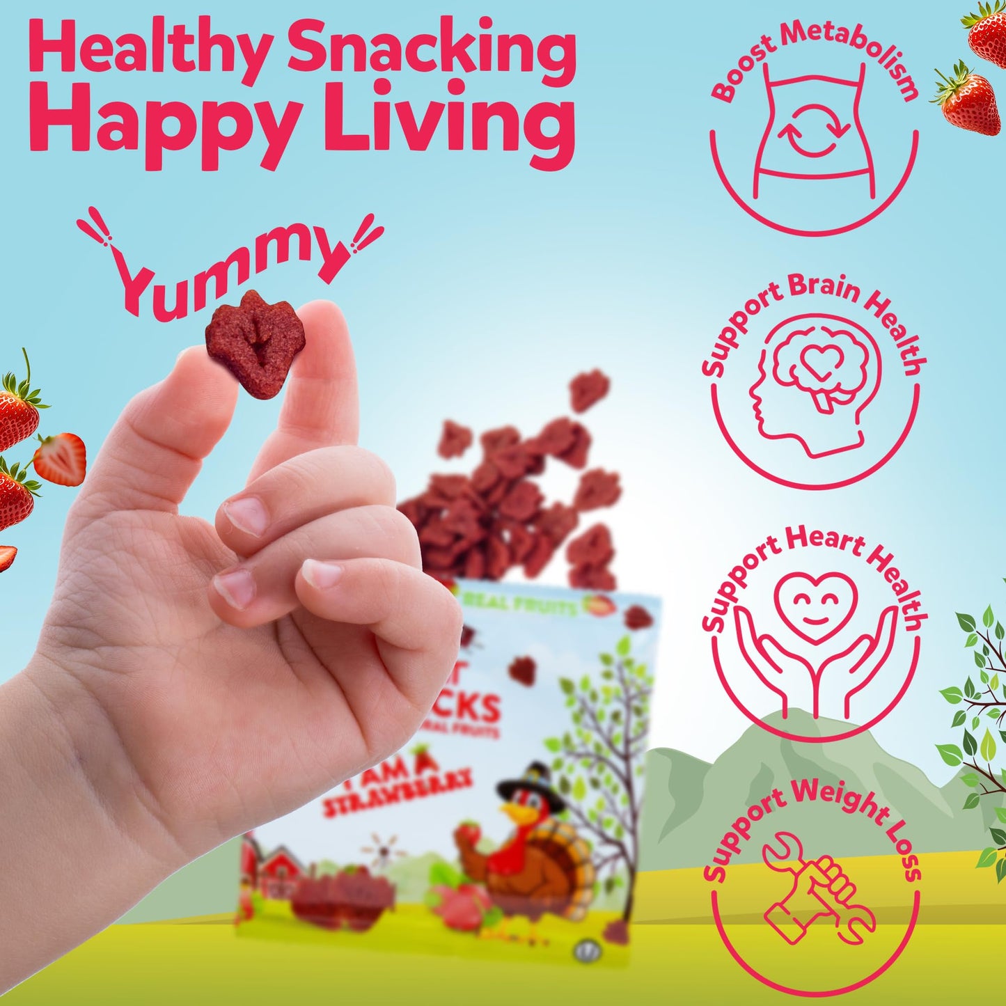 Real Fruit Snack - Strawberry (Pack Of 18) - Healthy, Bite-Sized, Non-Gmo, Vegan & Gluten-Free Snack For School Lunch - Fruit Sn