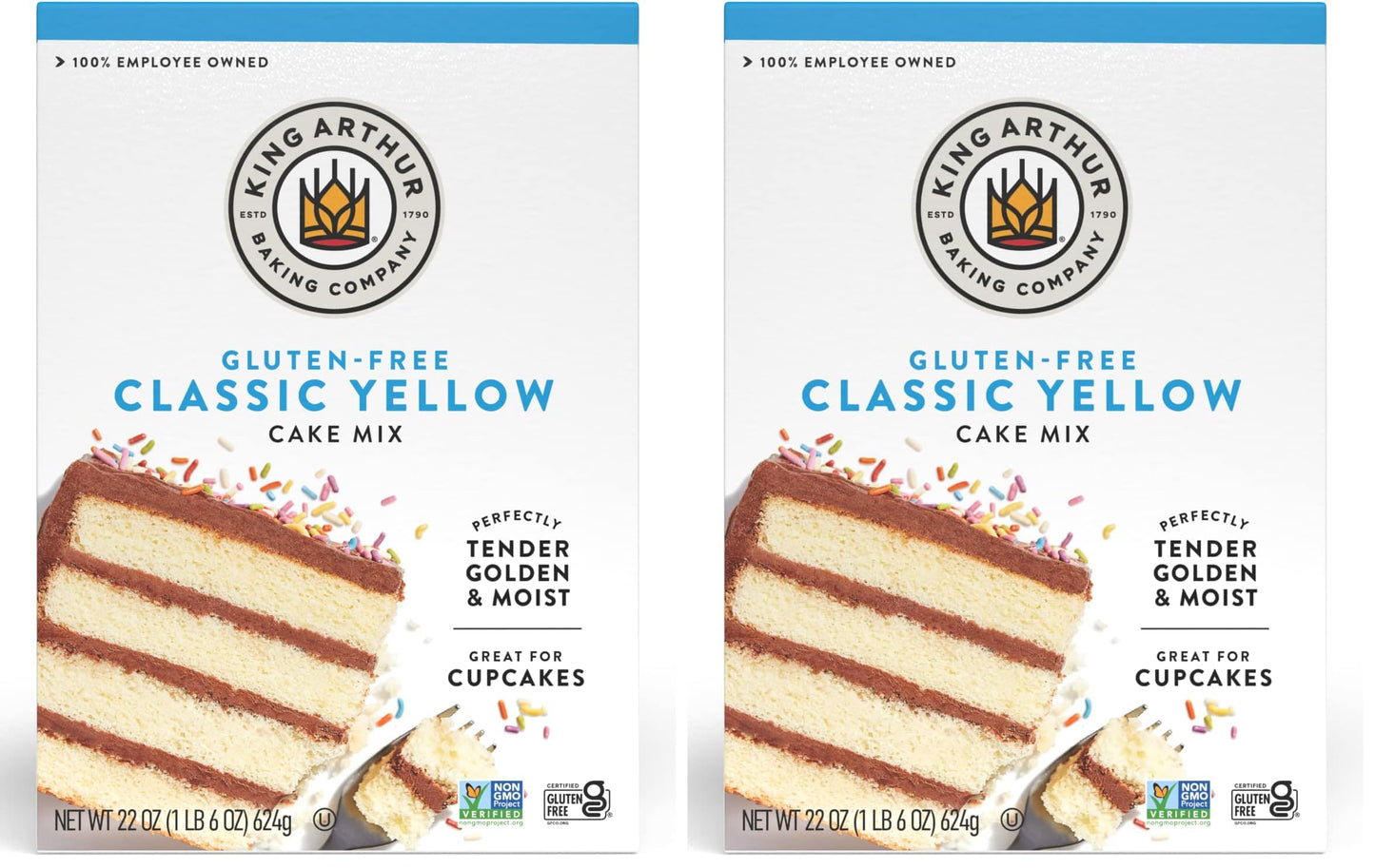 King Arthur, Gluten-Free Yellow Cake Mix, Gluten-Free, Non-GMO Project Verified, Certified Kosher, Non-Dairy, 22 Ounces (Pack of
