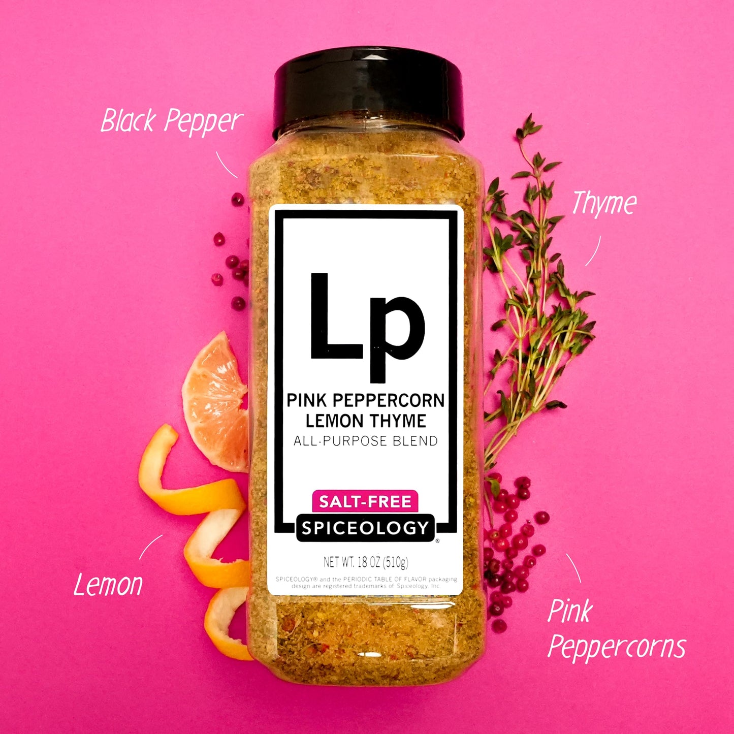 Spiceology Pink Peppercorn Lemon Thyme All-Purpose Seasoning Blend, Salt-Free, 18 oz