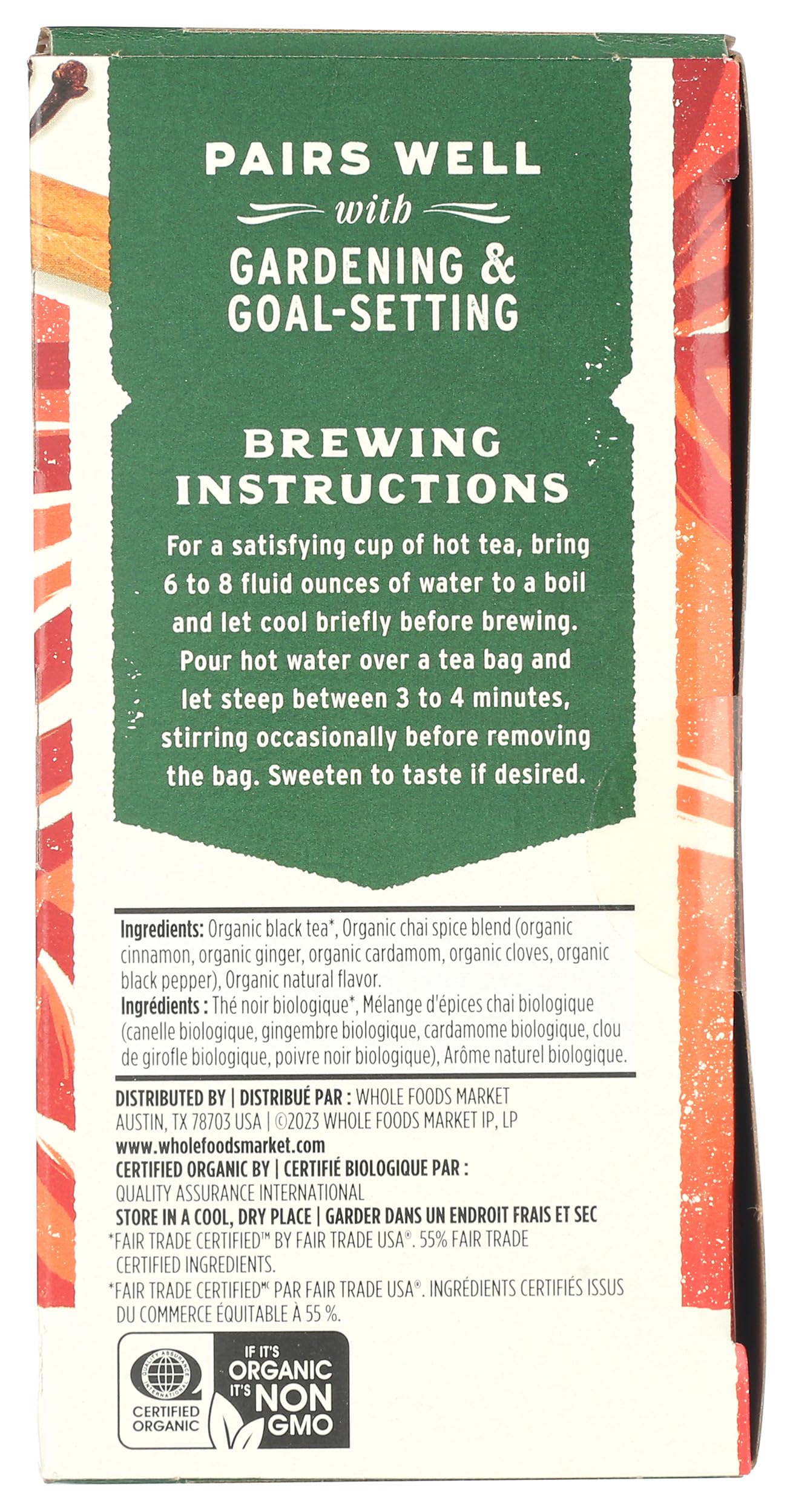 Whole Foods Market Organic Spiced Chai Black Tea - 20 Count Tea Bags