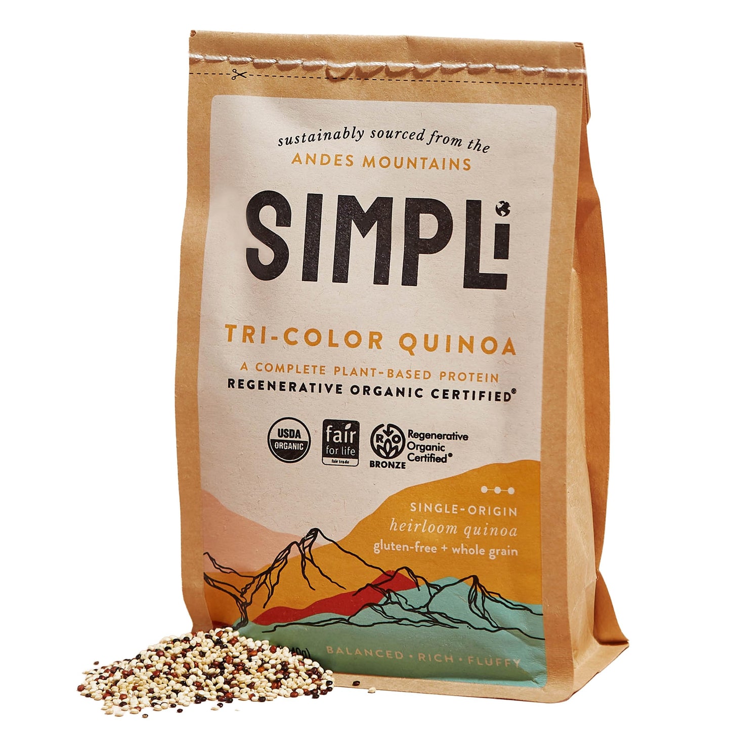 SIMPLi Regenerative Organic Certified Tri-Color Quinoa, Ancient Grain, Complete Plant-Based Protein, Naturally Gluten-Free, Orga