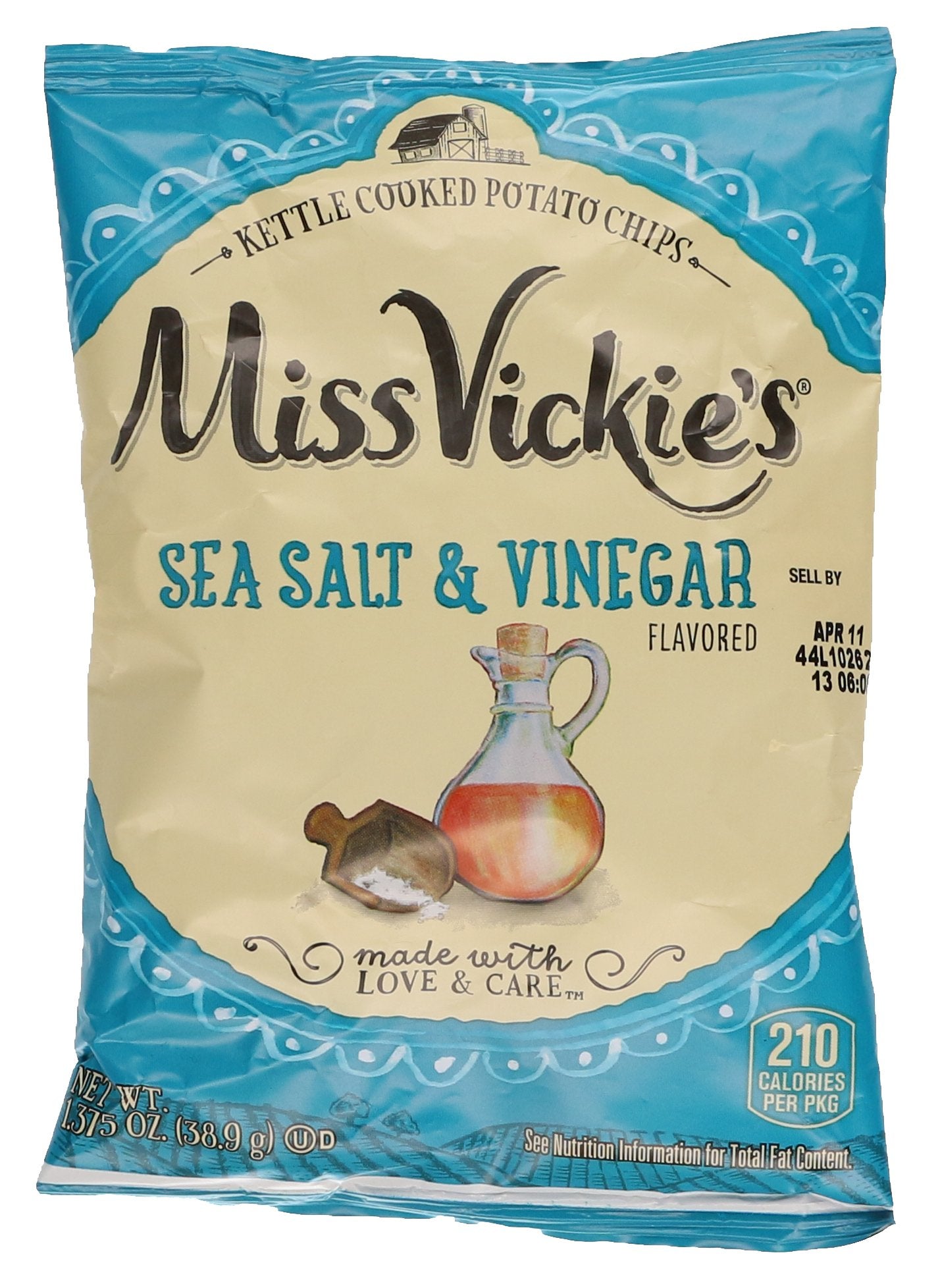 Miss Vickies Kettle Cooked Potato Chips, Sea Salt & Vinegar, 1.375 oz