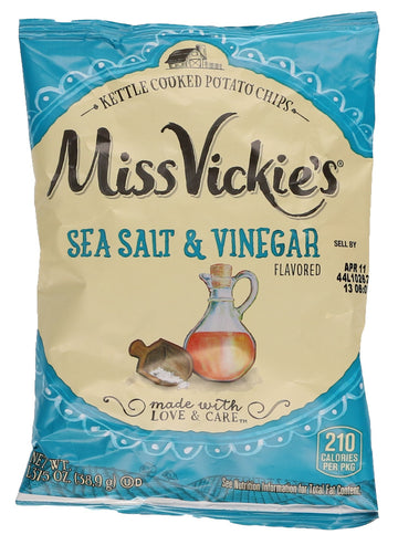 Miss Vickies Kettle Cooked Potato Chips, Sea Salt & Vinegar, 1.375 oz