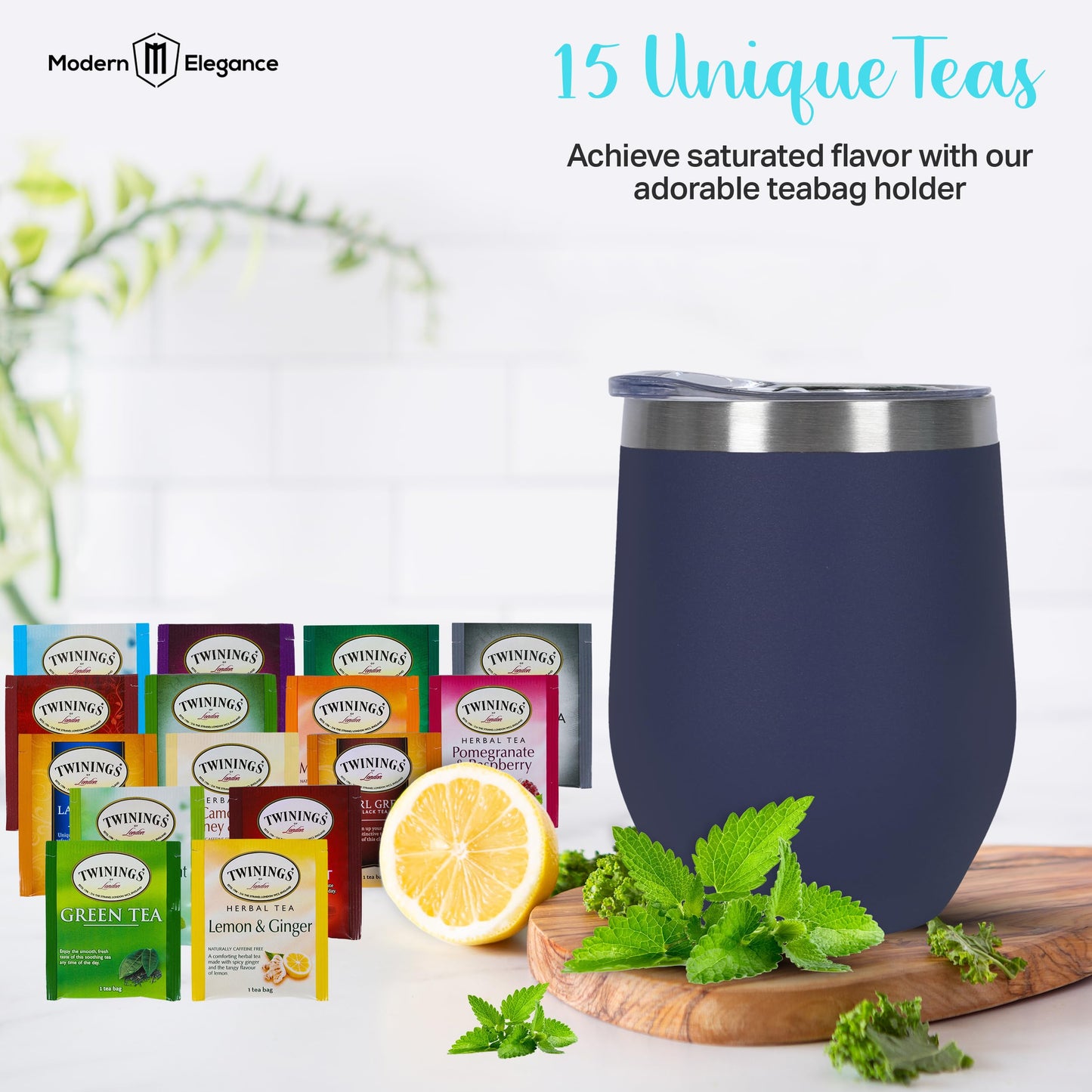 Modern Elegance Tea Gift Set for Mom – Assorted Teas, Elegant Mug & Honey, Blue