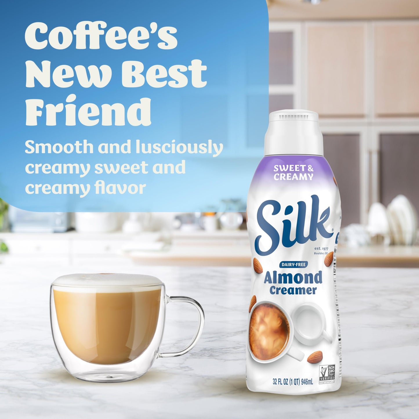 Silk Almond Creamer, Sweet and Creamy, Smooth, Lusciously Creamy Dairy Free and Gluten Free Creamer From the No. 1 Brand of Plan