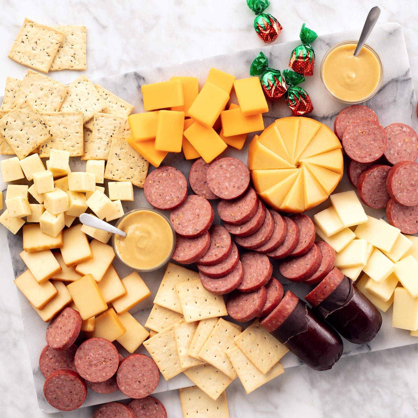 Hickory Farms Beef Meat and Cheese Gift Basket - 18 Piece Set, Extra Large Charcuterie Board for Holidays and Special Occasions