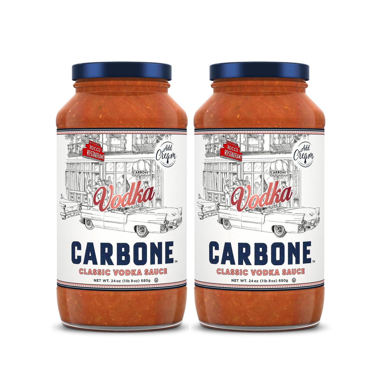 Carbone Pasta Sauce, Classic Vodka, Vegetarian, Gluten Free, Low Carb, 24 Fl Oz (Pack of 2)