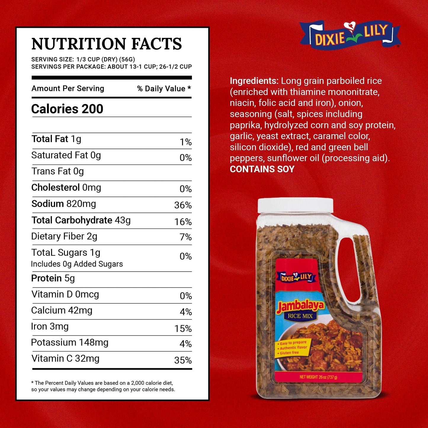 Jambalaya Rice Mix 1 X 26 Oz Jug