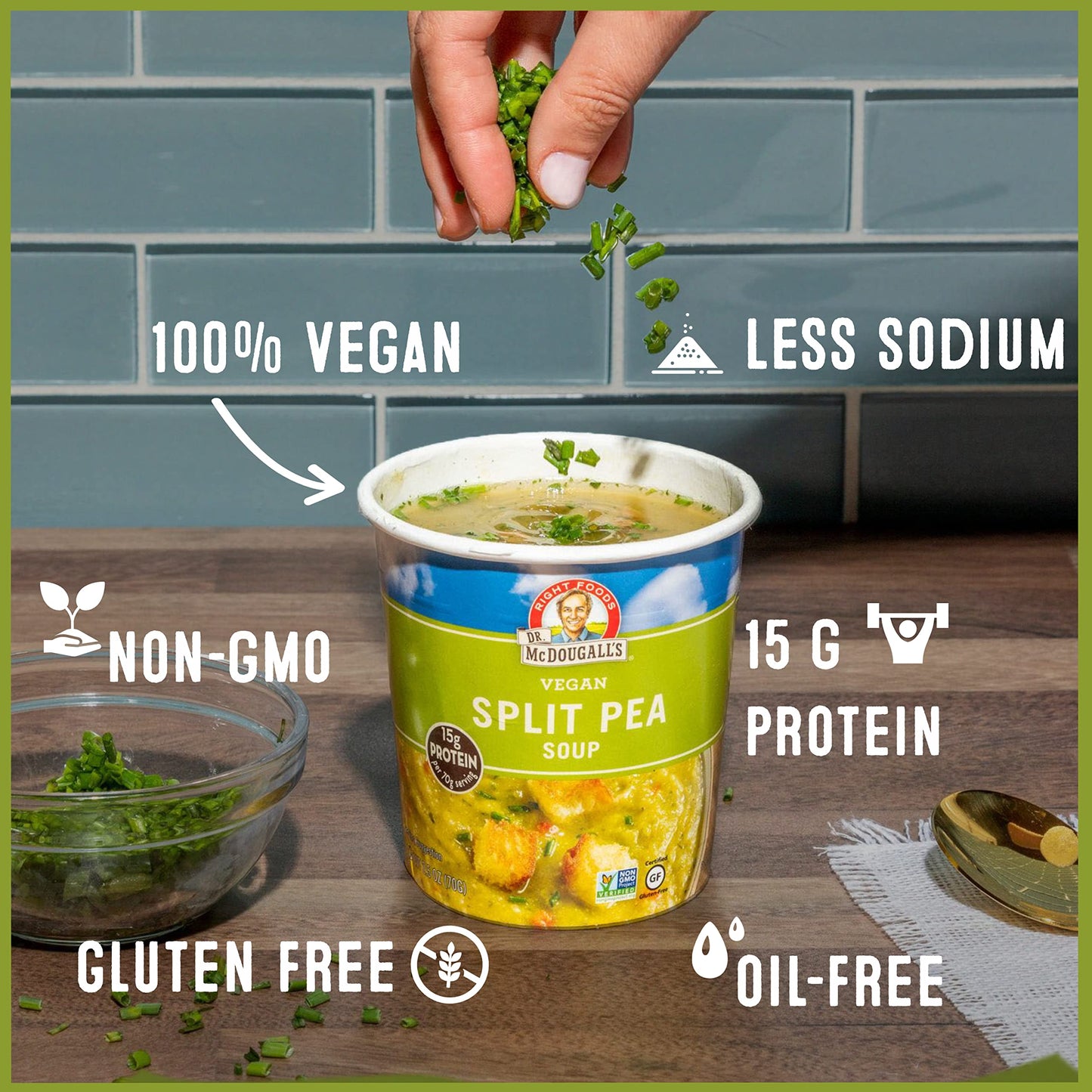 Dr. McDougall s Vegan Split Pea Soup - Gluten Free - Ramen Noodles - Instant Ramen Noodle Cups - Low Sodium Ramen - Non-GMO - V