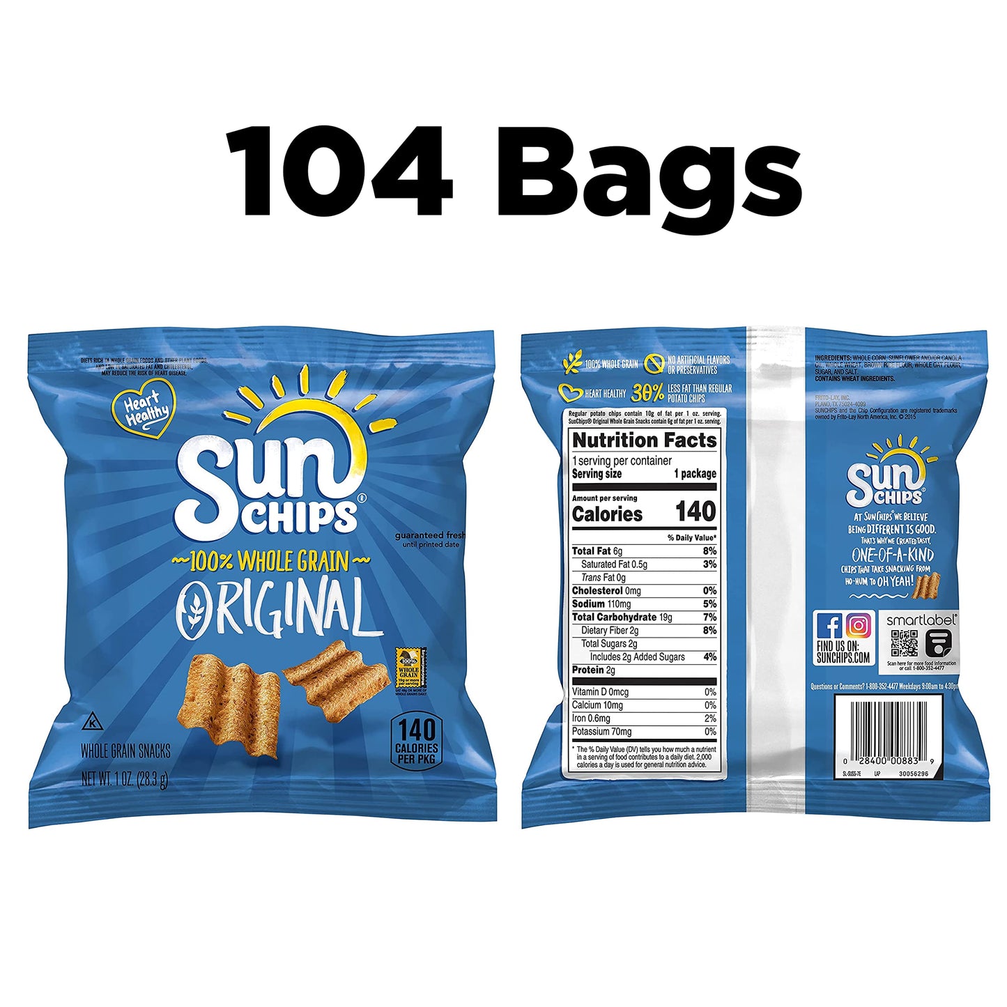 Sunchips Original Multigrain Snacks, 1 Ounce (Pack Of 104)