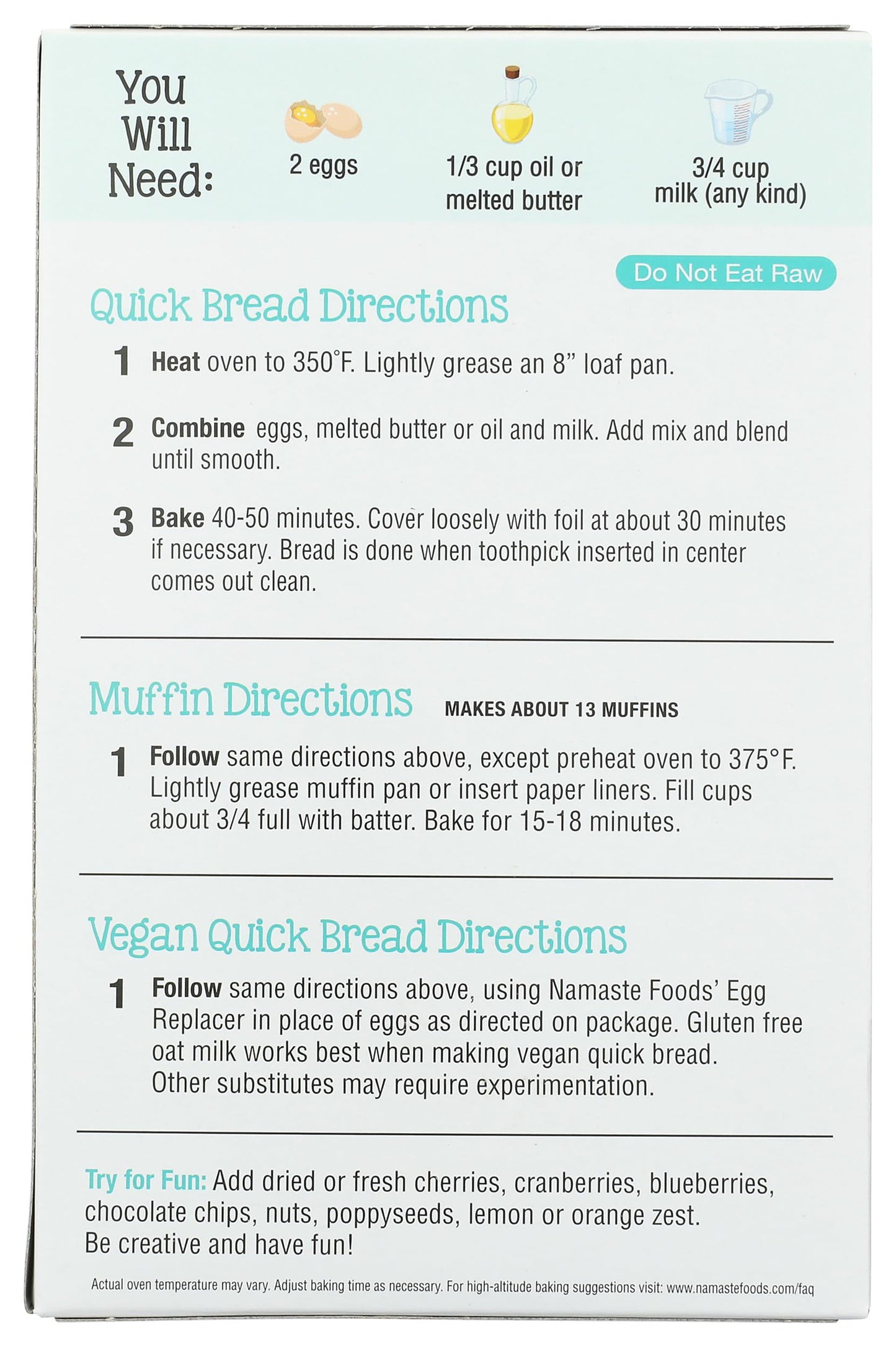 Namaste Foods Quick Bread And Muffin Mix - Case Of 6 - 16 Oz(D0102H5Ngs2)