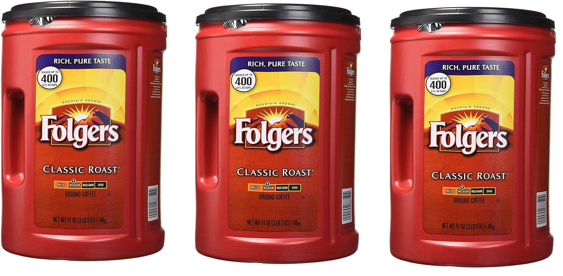 Folgers Coffee, Classic(Medium) Roast, 51 Ounce, 3Packages (51 oz)
