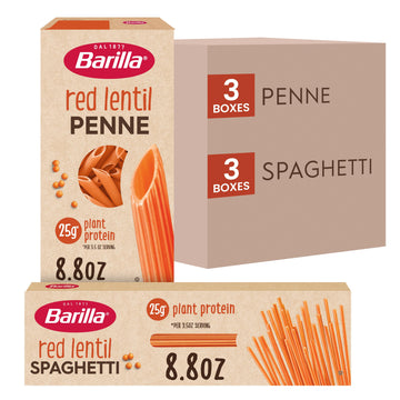 Barilla Red Lentil Spaghetti & Penne Pasta Variety Pack, 8.8 Oz (Pack Of 6) - Vegan, Gluten Free, Non Gmo & Kosher -Made With Plant Based Protein