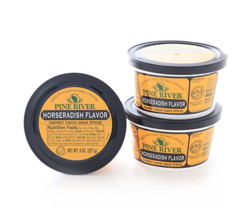 Pine River Cheese Spreads 3-Pack | (3) 8 oz Tubs | SHELF-STABLE Gourmet Wisconsin Pub Cheese Spread (Horseradish)