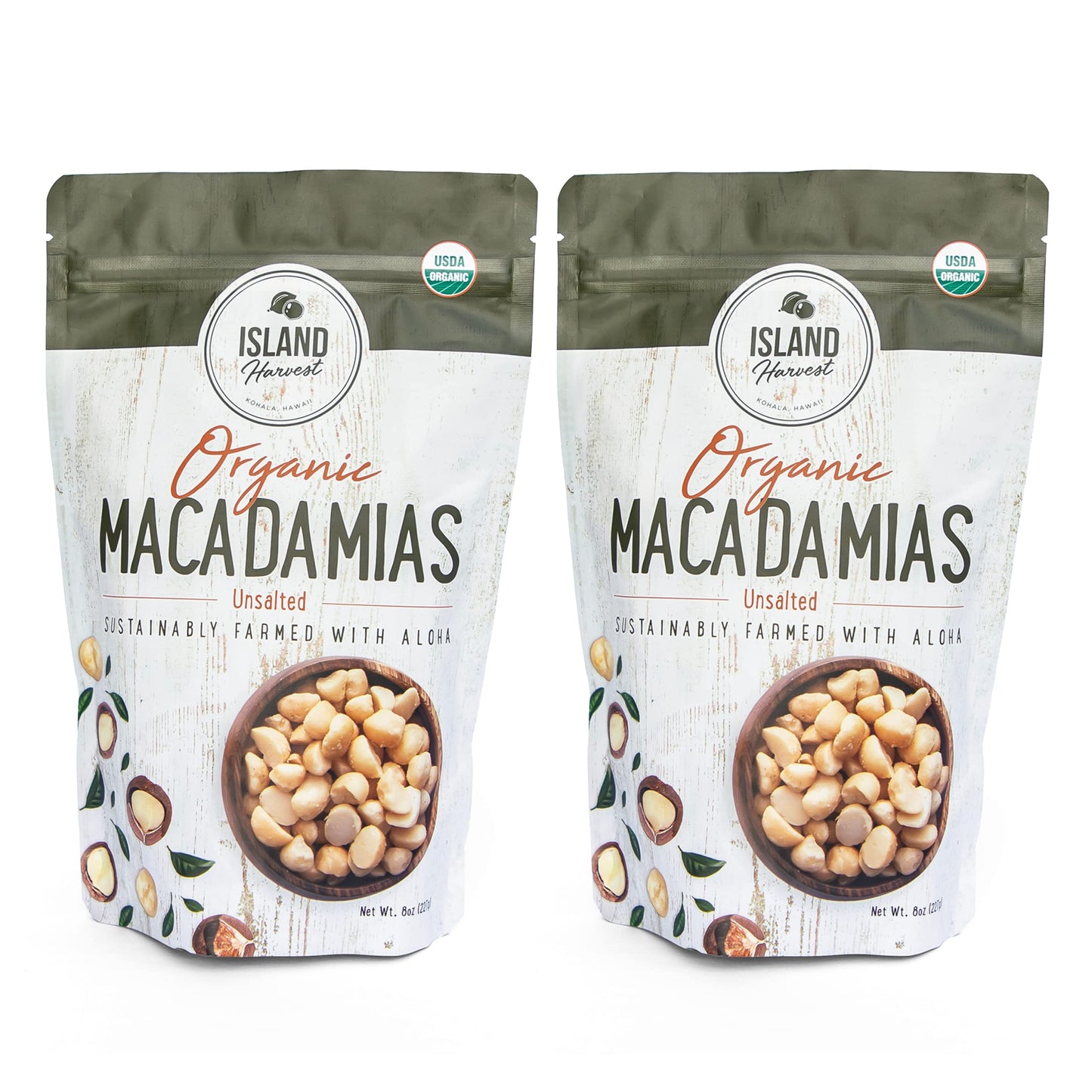 Island Harvest Unsalted Organic Macadamia Nuts - 100% Hawaiian Unsalted Macadamia Nuts are Keto Friendly, All-Natural and Non-GM