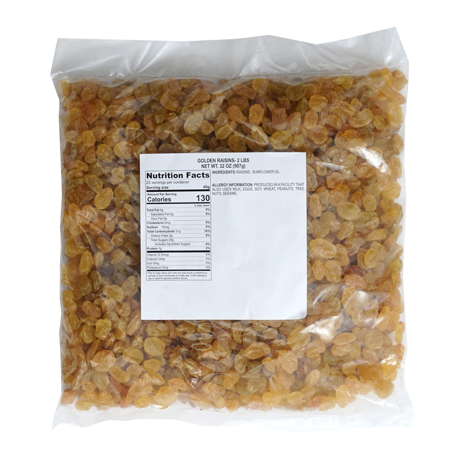 The Hampton Candy Company Golden Raisins, 2 Pound Bag, Sweet Dried Fruit