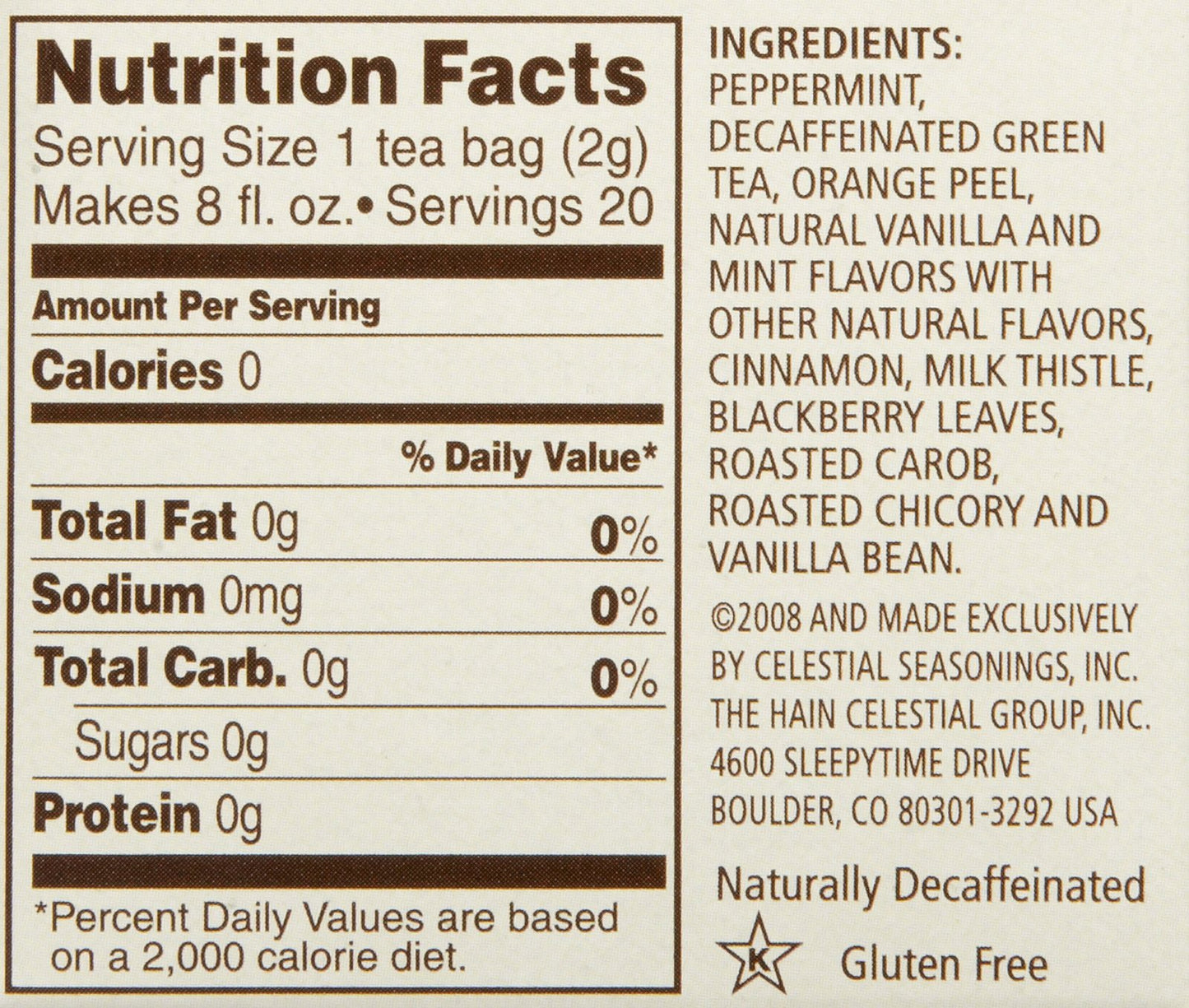 Celestial Seasonings Candy Cane Decaf Green Tea Bags, 20 Ct, 2 Pk
