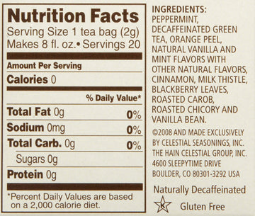 Celestial Seasonings Candy Cane Decaf Green Tea Bags, 20 Ct, 2 Pk