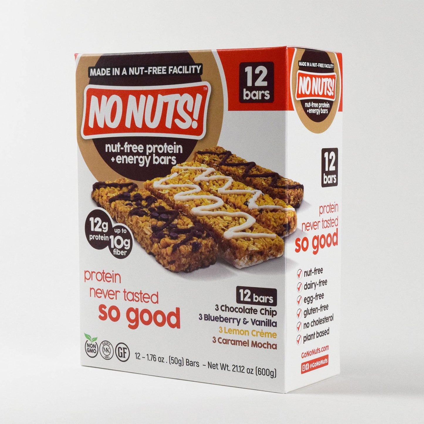 No Nuts! Protein Bars Energy Bars - 100% Nut Free Dairy Free Vegan Protein Bars, Vegan Protein Bars Variety Pack Of 12, Organic,