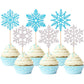 36 PCS Snowflake Cupcake Toppers Glitter Winter Frozen Theme Cupcake Picks for Winter Wonderland Snowflake Theme Baby Shower Kid