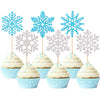 36 PCS Snowflake Cupcake Toppers Glitter Winter Frozen Theme Cupcake Picks for Winter Wonderland Snowflake Theme Baby Shower Kid
