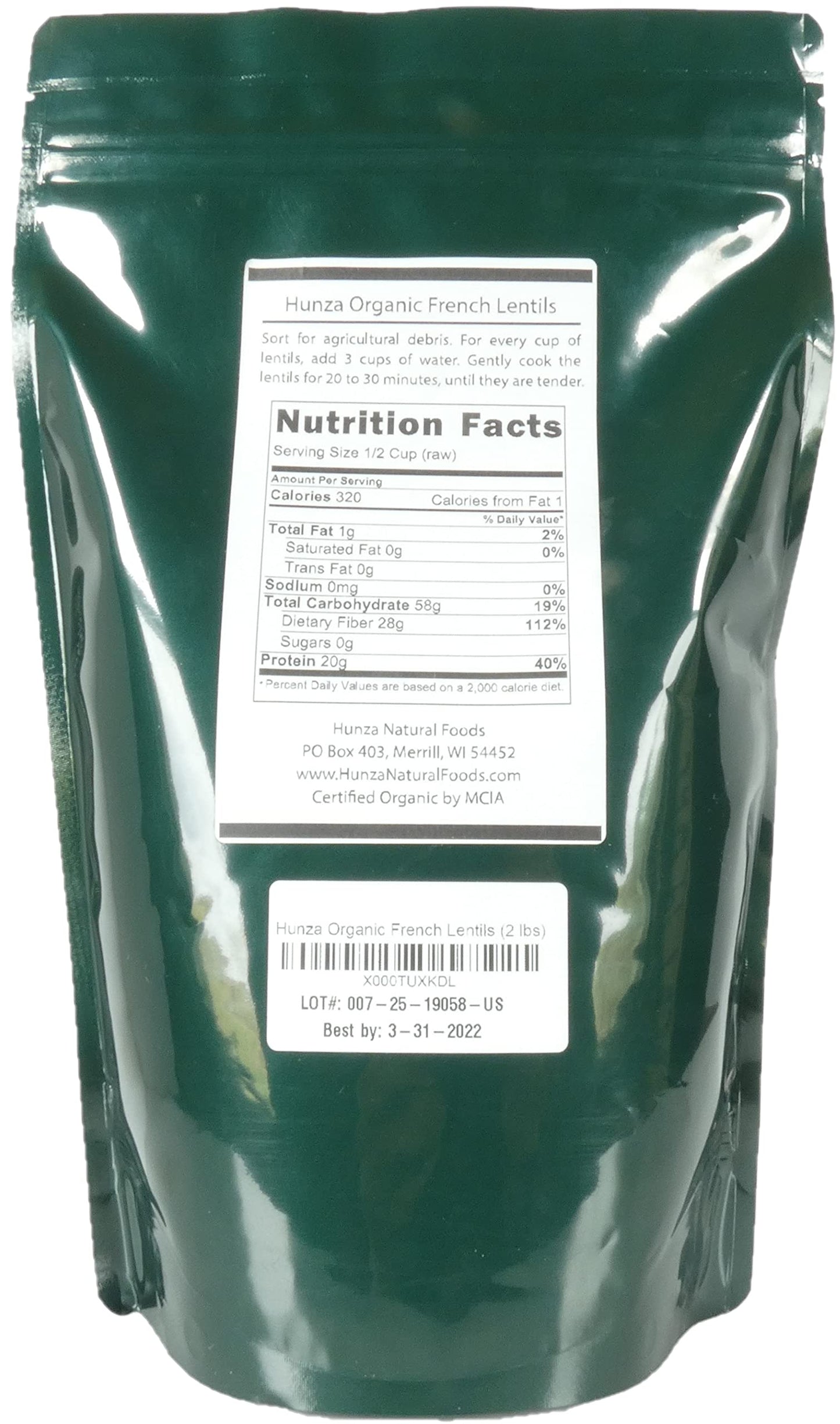 Hunza Organic French Lentils (2 lbs)