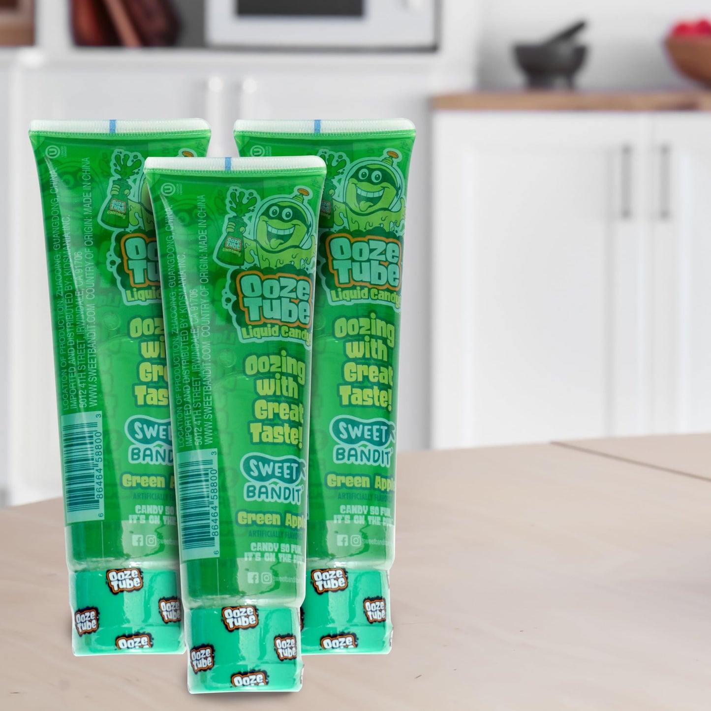 Ooze Tube Liquid Candy Green Apple, 4 Ounce Each (Pack Of 3)