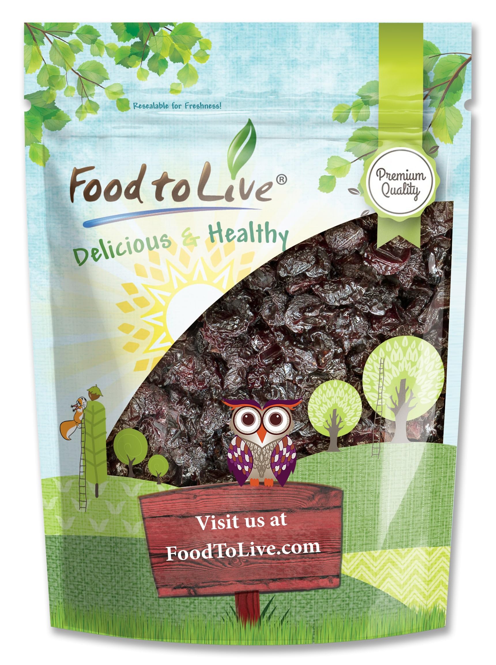 Food to Live - Dried Sour Cherries, 12 Ounces - Tart, Soft & Juicy Natures Candy. Whole Fruit Snack. Lightly Sweetened and Coat