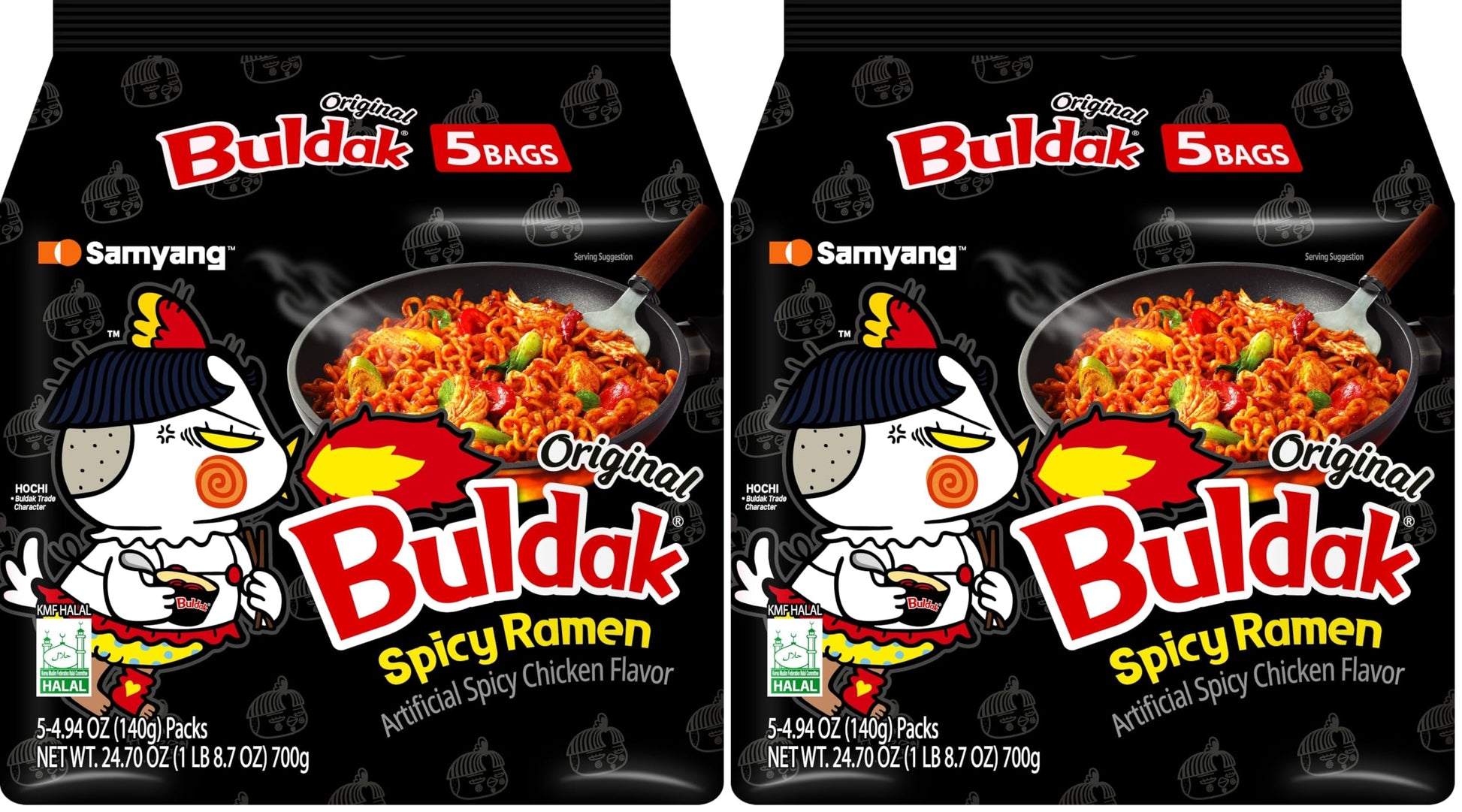 Samyang Buldak Korean Hot Spicy Chicken Stir-Fried Ramyun Noodles 4.94 oz (Pack of 10)