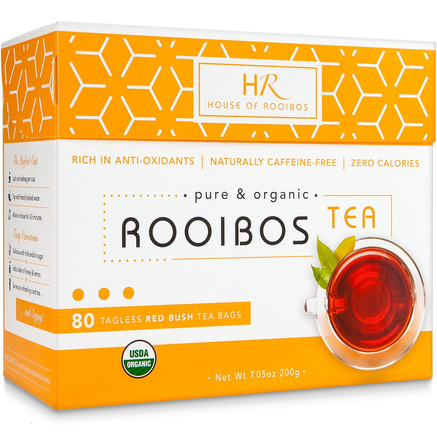 House of Rooibos Organic Rooibos Tea - Caffeine-Free Herbal Tea - 80 Bags