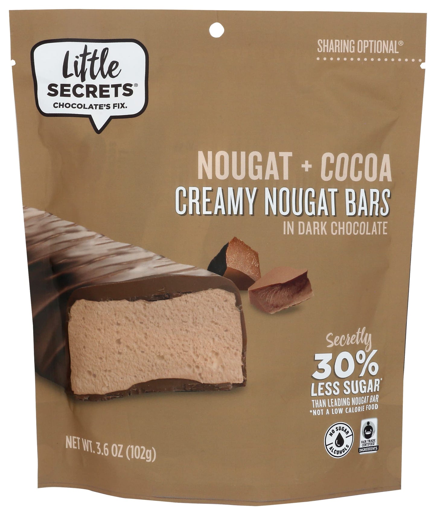 Little Secrets Cocoa Dark Chocolate Mini Nougat Bars, 3.6 Oz