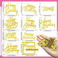 10 Pcs Gold Happy Birthday Cake Toppers Mirror Acrylic Cake Topper Side Cake Decorations Gold Cake Inserts Cake Decorating Suppl