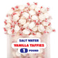 Salt Water Taffy Candy - 1 Pound Bag - Chewy Vanilla Candy - Old Fashioned Vanilla Taffy Individually Wrapped - Soft and Creamy Treat for Buffets  Party Favors  Office Bowls