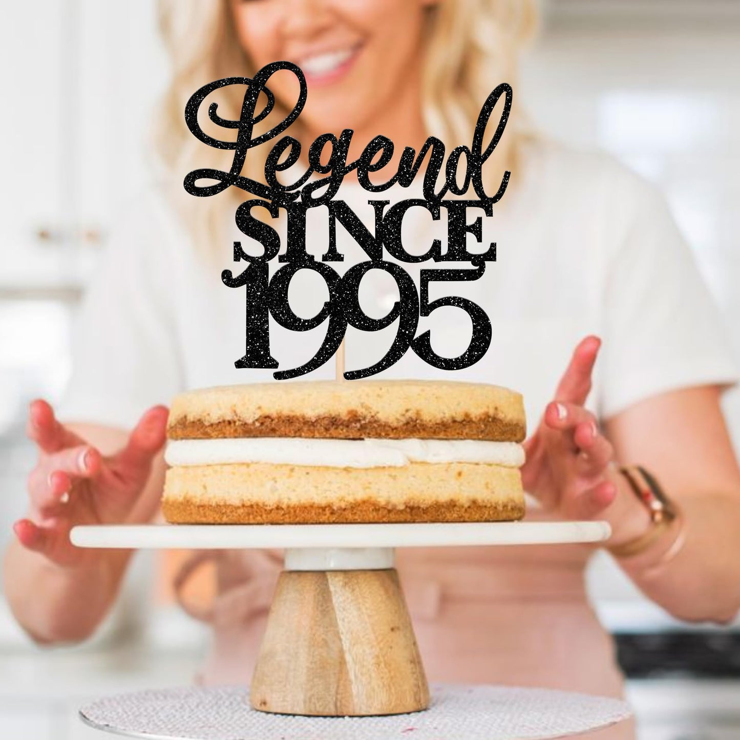 Rssta i Cake Topper, Legend Since 1995, Glitter Design, Black, for 30th Birthday, Wedding Anniversary Party, Model XM310-black 1993
