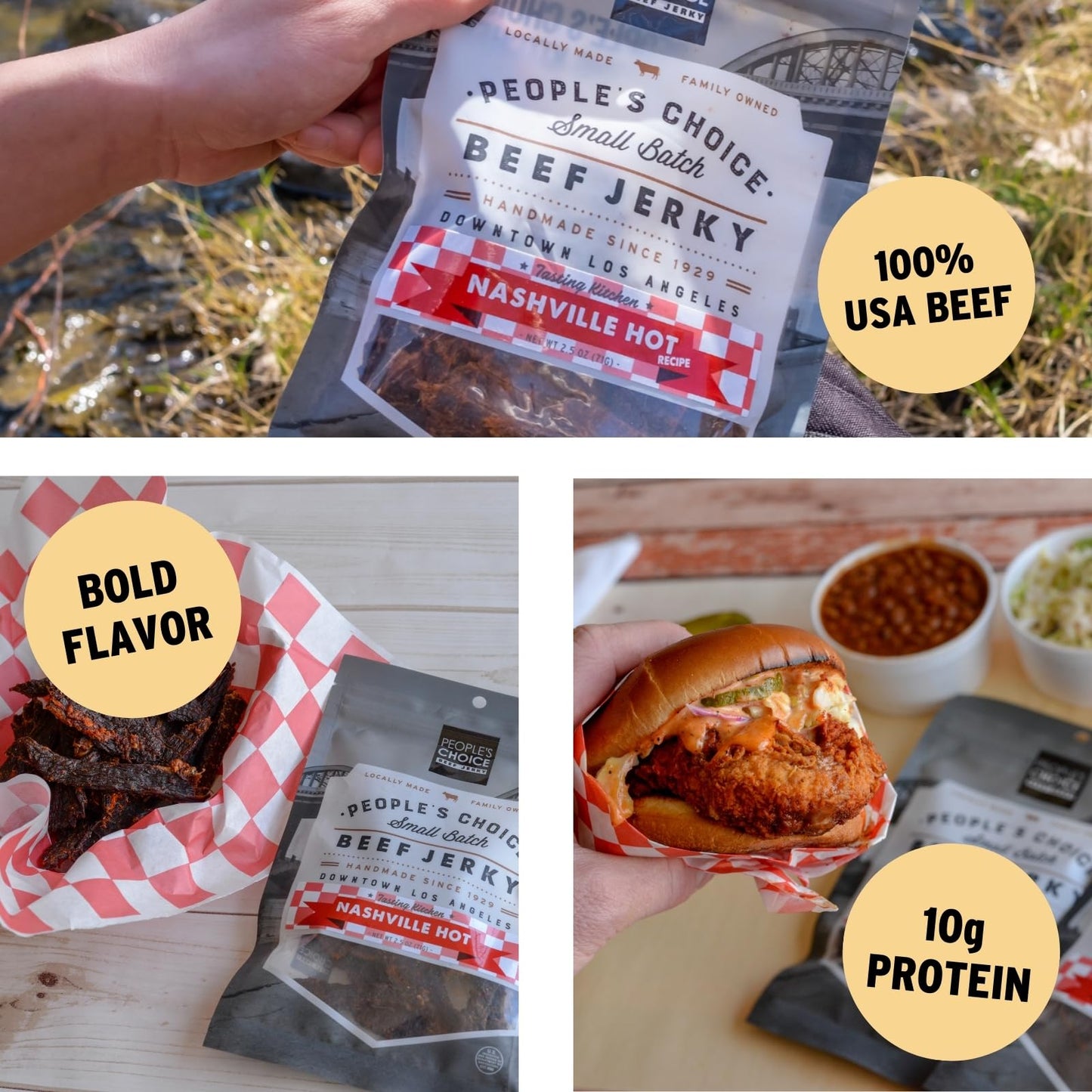 Peoples Choice Beef Jerky - Nashville Hot - 16 oz Spicy Jerky - Compare to Carolina Reaper, Scorpion, Ghost Pepper