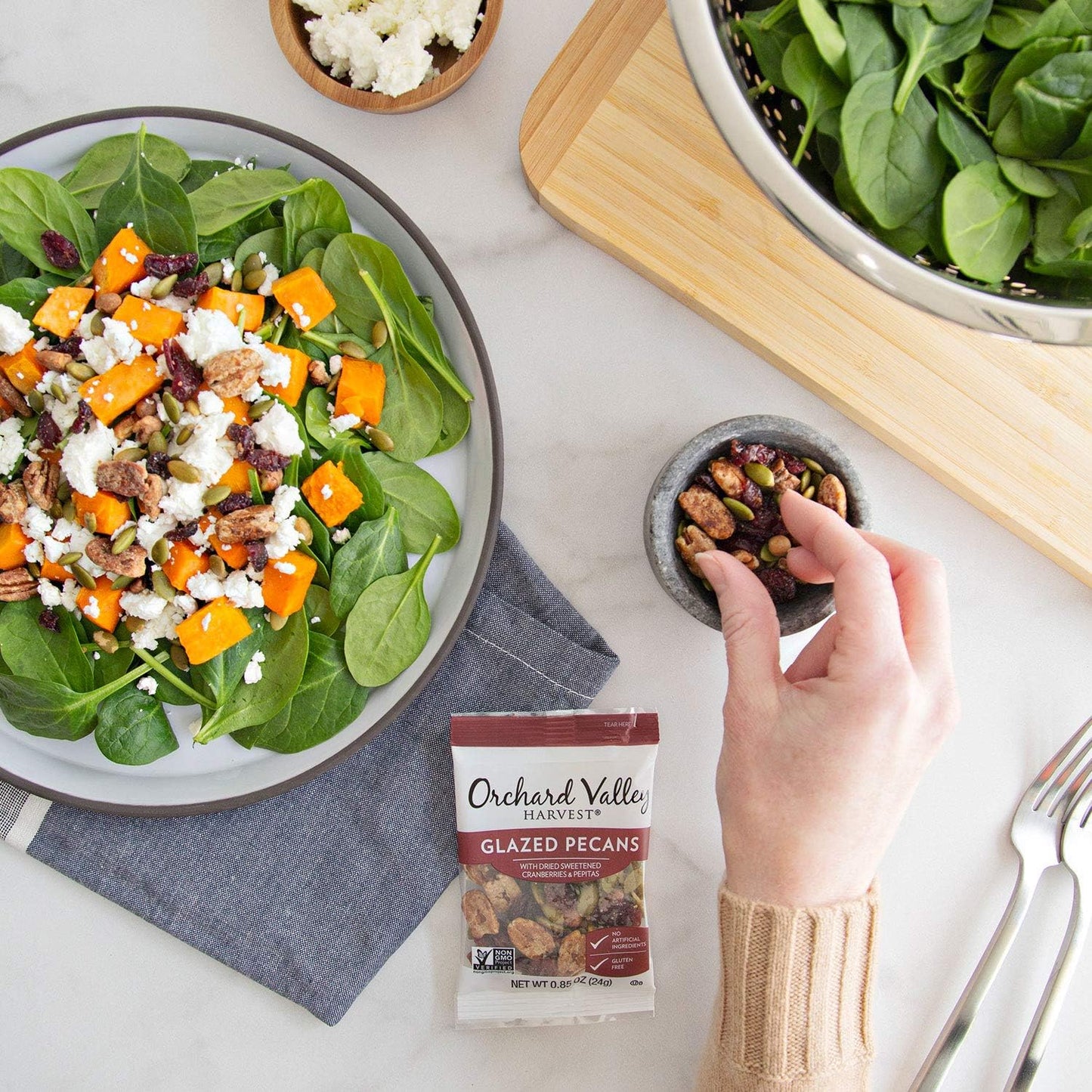 Orchard Valley Harvest Glazed Pecans Salad Toppers 0.85 Ounce Bags (Pack Of 15) With Cranberries And Pepitas Non-Gmo No Artifici