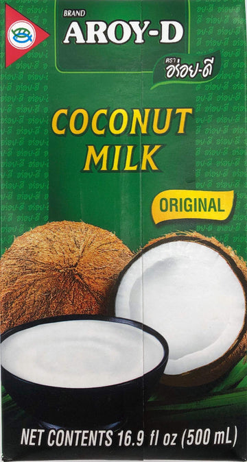 Aroy-D Coconut Milk 16.9 Fl Oz (500ml), Pack of 6 - Creamy & Rich Non-Dairy Alternative, Perfect for Cooking & Baking