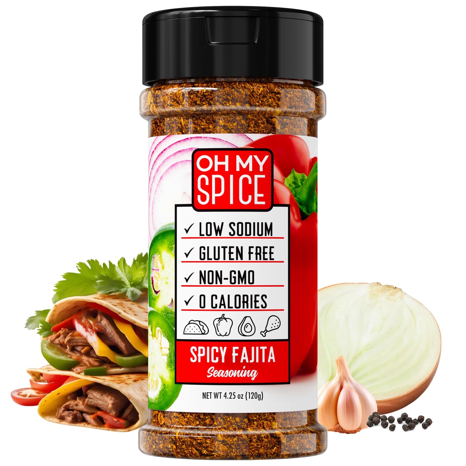 Oh My Spice Spicy Fajita Seasoning | Low Sodium, Gluten Free | 5 Ounce Pack