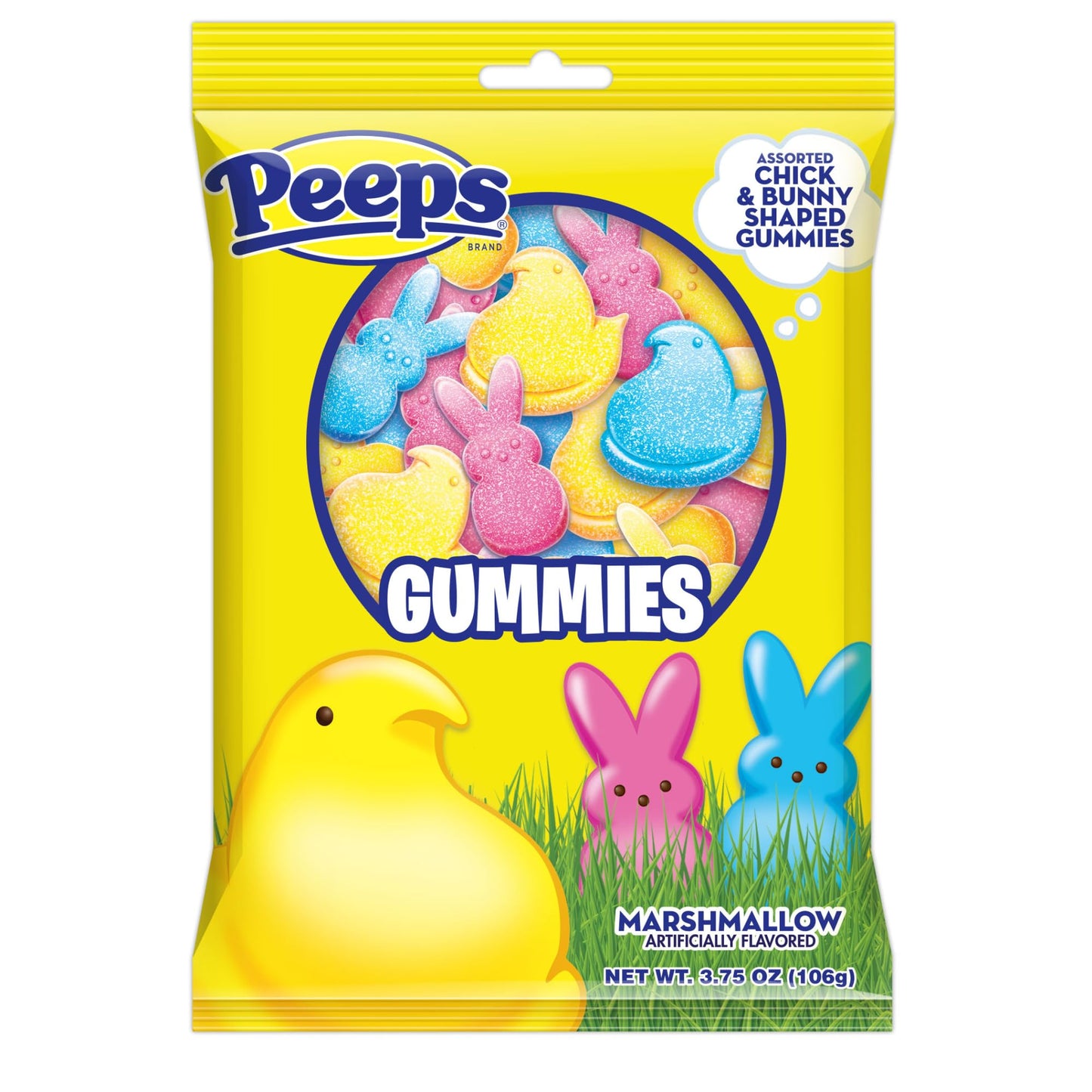 Easter Peeps Gummies, Marshmallow Flavored Bunnies And Chicks, Egg And Basket Stuffers Candy, (Pack Of 3)