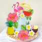 Flamingo Cake Toppers Summer Cake Decorations Pineapple And Hibiscus Flower Palm Leaf Cake Toppers For Tropical Hawaiian Beach L