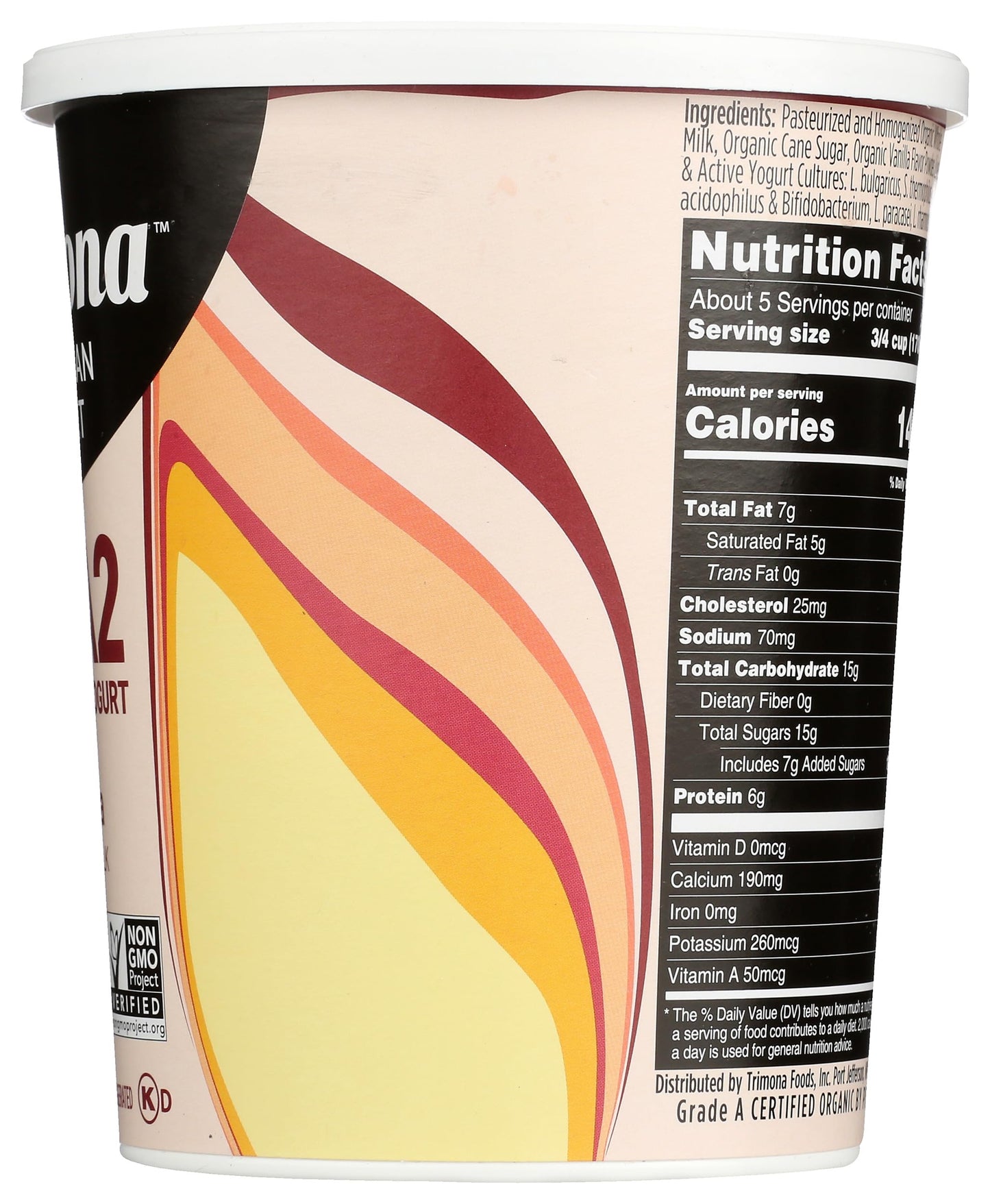 Trimona Foods Organic Vanilla Bulgarian A2A2 Yogurt, 32 Oz
