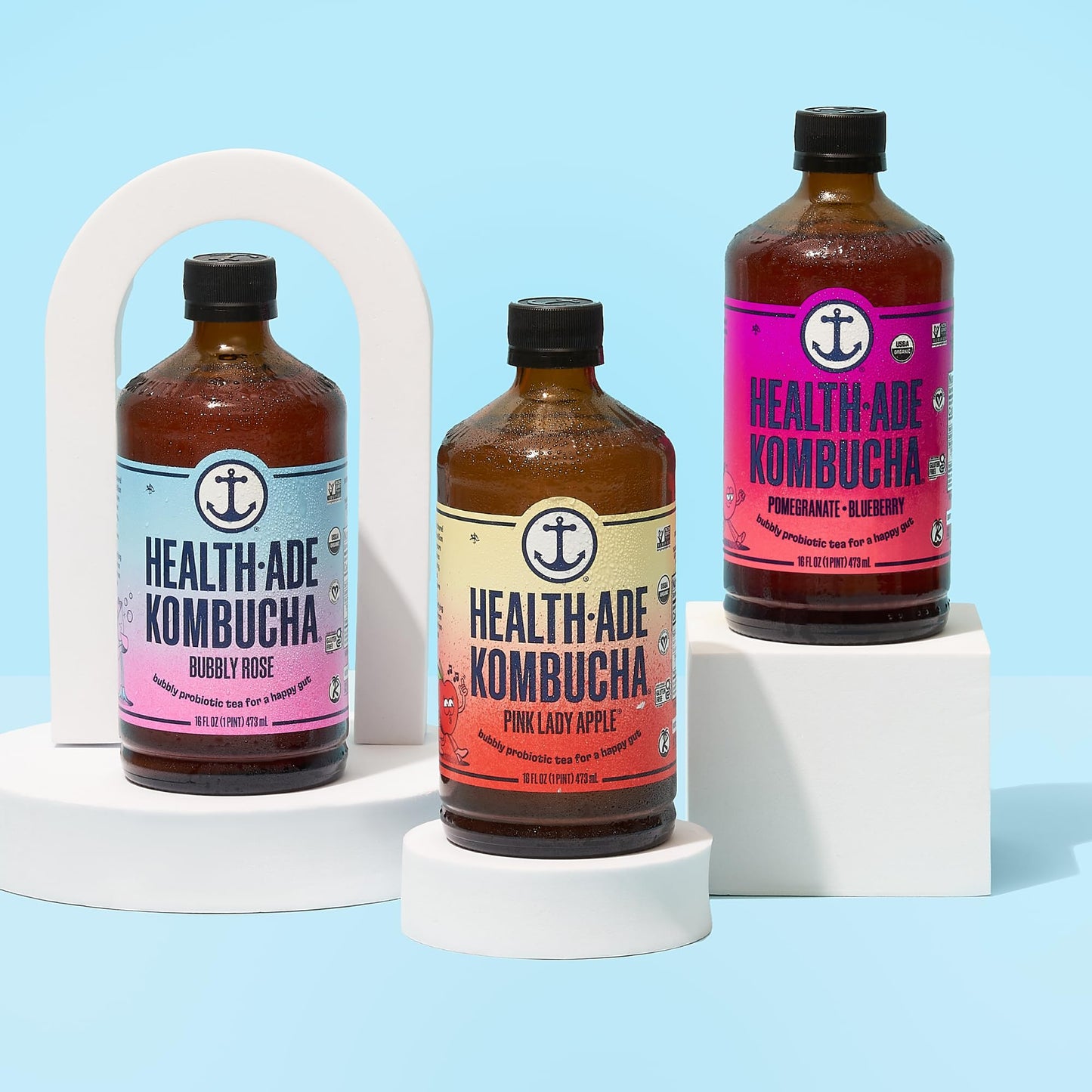 Health-Ade Signature Variety Pack Kombucha Tea, Organic Drink With Living Probiotics, Detoxifying Acids, Supports Gut Health, No