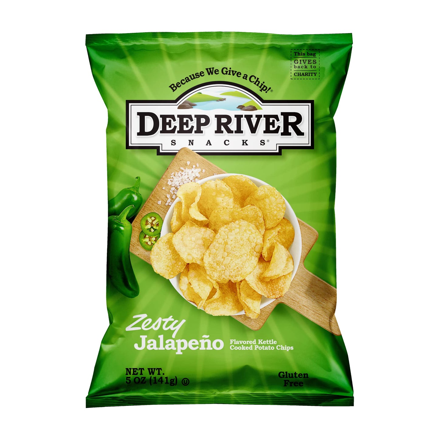 Deep River Snacks Zesty Jalapeno Kettle Cooked Potato Chips, 5-Ounce (Pack Of 12)