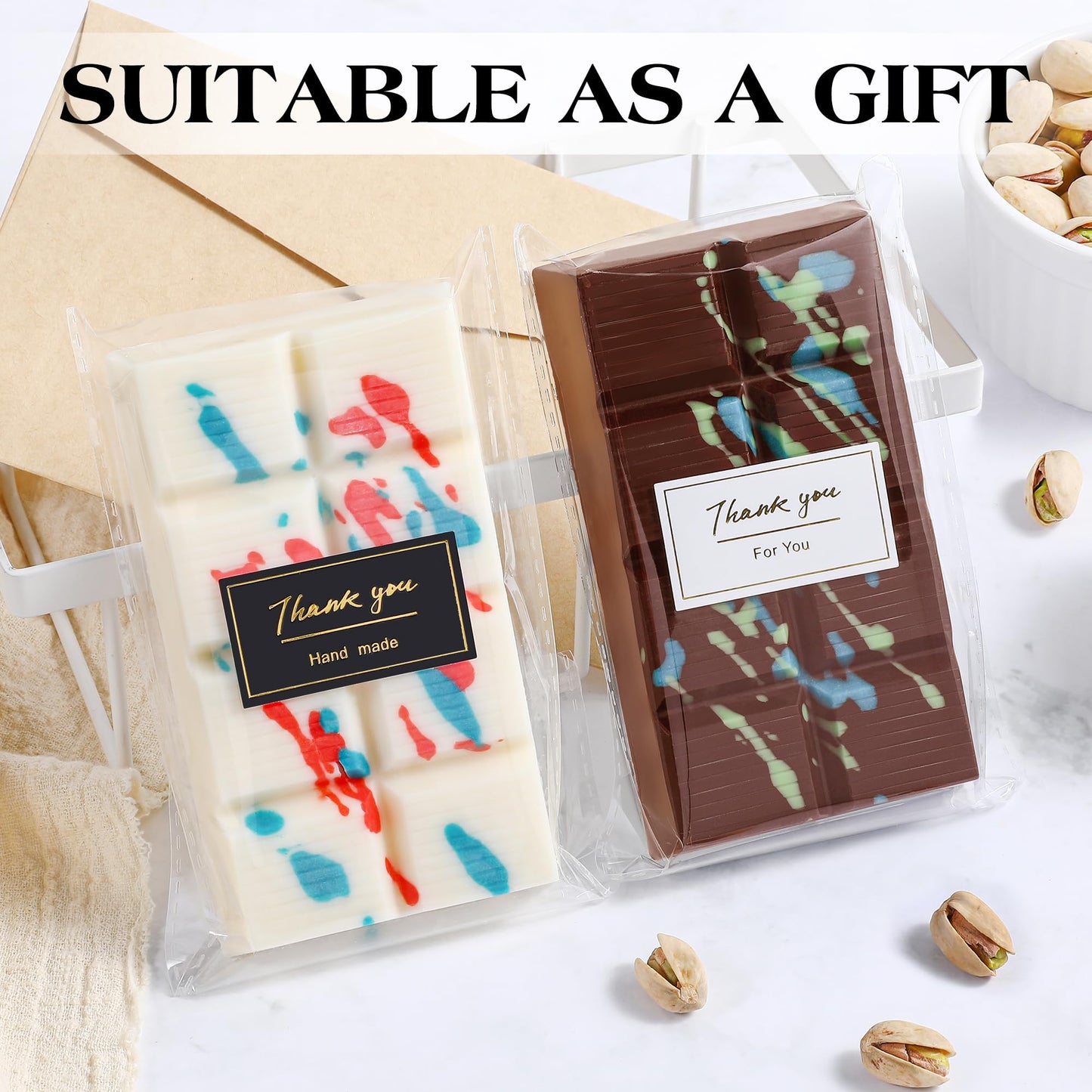 Kashme 200 Pcs Chocolate Bar Wrappers Set - Including 100 Pcs 4 X 8.3 Inch Plastic Chocolate Bar Packaging Bags And 100 Pcs Than